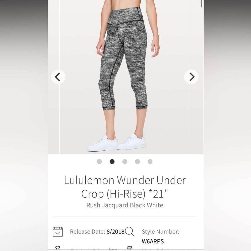 Lululemon Wunder Under Crop (Hi-Rise) *21"
Rush Jacquard Black White